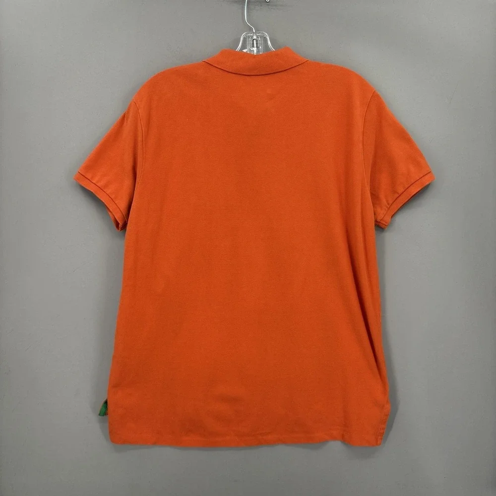Polo Ralph Lauren Shirt Mens XL Orange Yellow Big Pony Custom Fit Pique 3 Patch